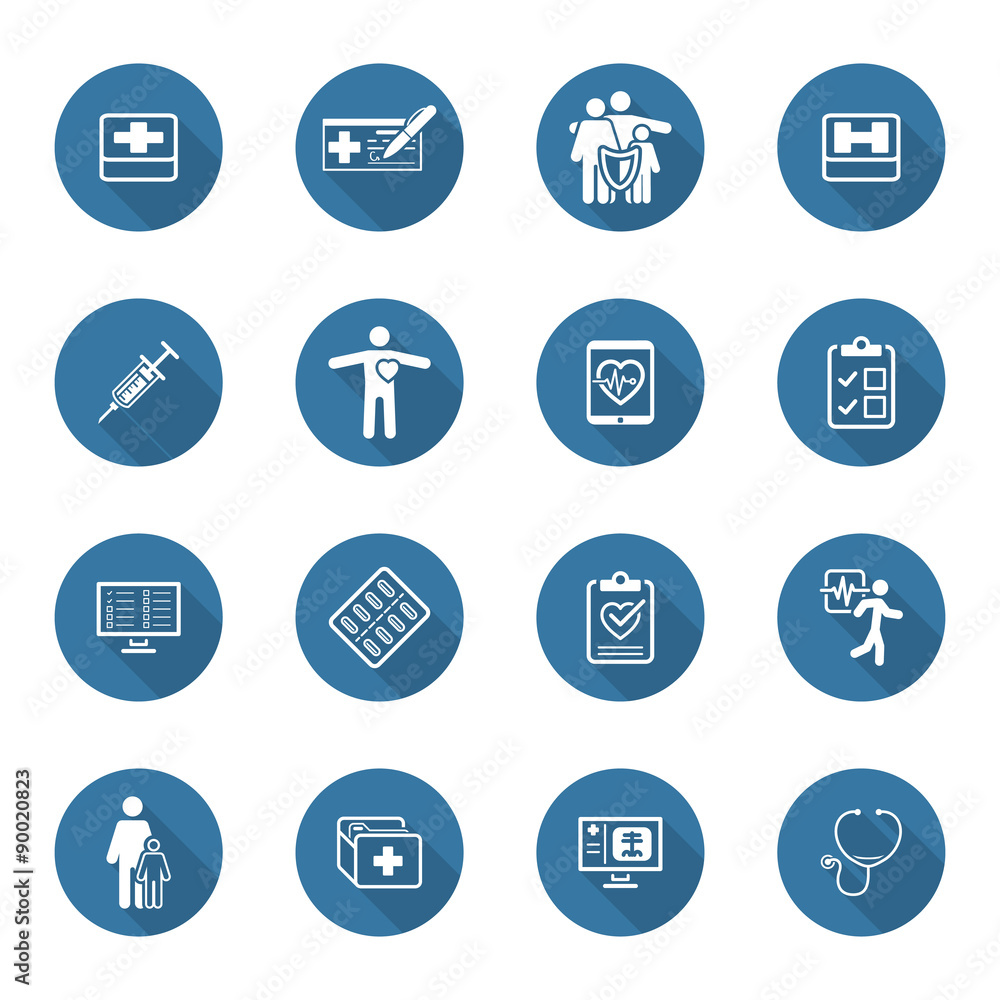 Medical and Health Care Icons Set. Flat Design. Long Shadow. Medical and Health Care Icons Set. Flat Design. Long Shadow.