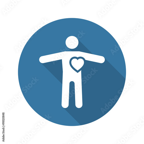 Heart Care and Medical Services Icon. Flat Design. Long Shadow.