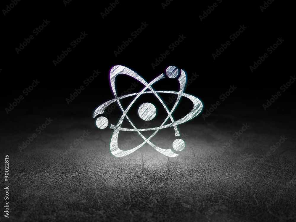 Science concept: Molecule in grunge dark room Science concept: Molecule in grunge dark room