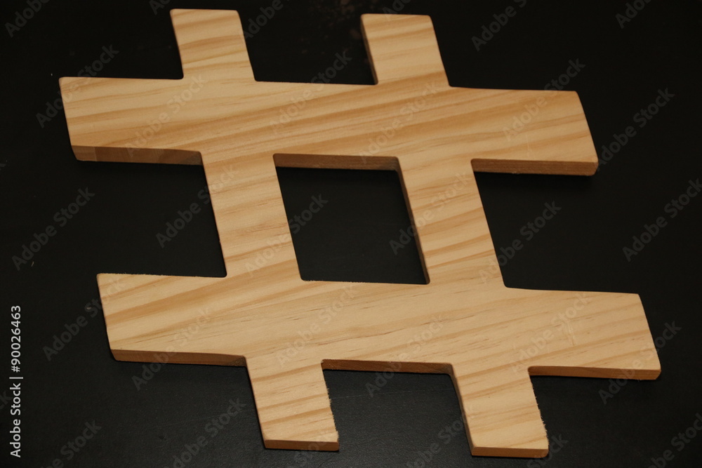Obraz premium Objects: wooden hashtag