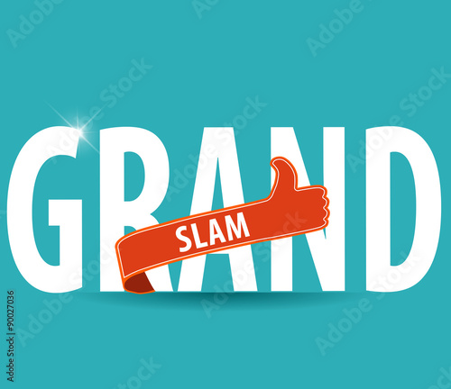 Grand Slam typography with thumbs up and bright background - vector eps10