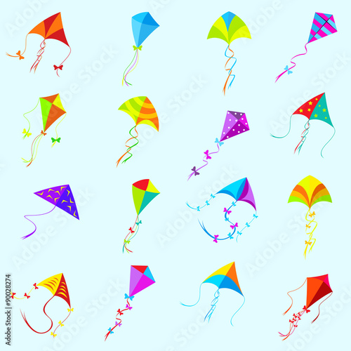 Vector color kite set
