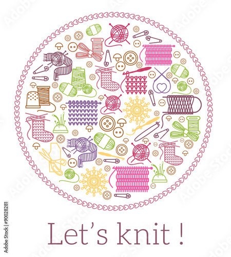 Lets knit. Knitting and needlework sign