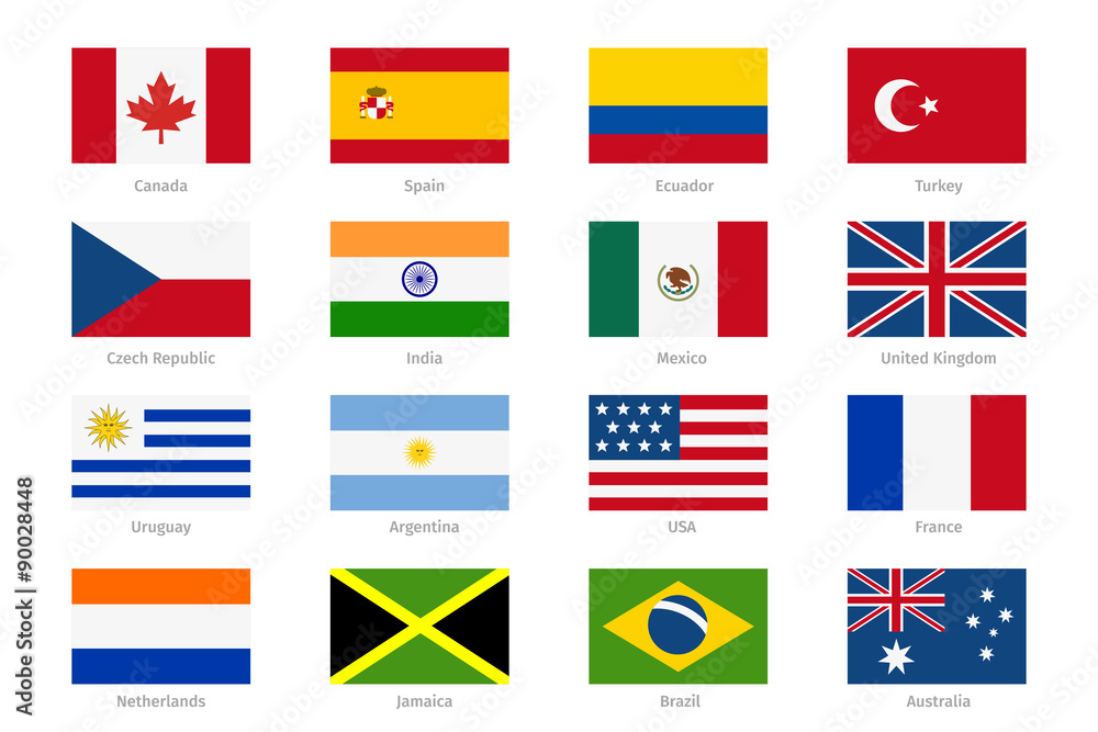 Vector world flags in flat style Vector world flags in flat style