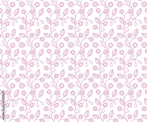 Vector floral pattern in doodle style with flowers and leaves