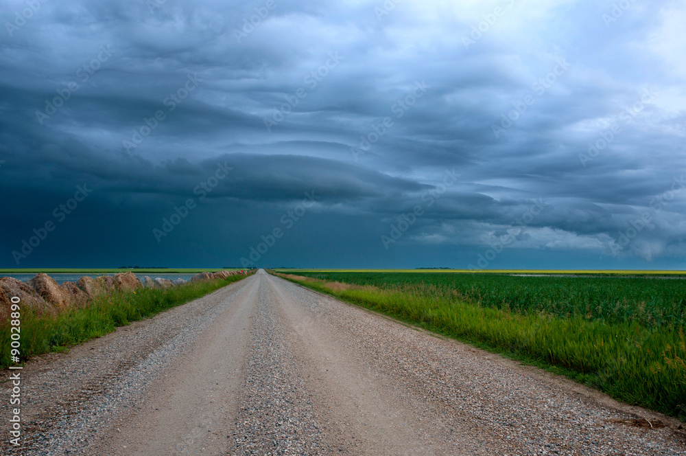 Fototapeta premium Storm Clouds Prairie Sky