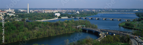 Фотография This is an aerial view of Washington, DC with the Jefferson Memorial, U