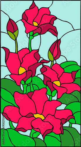 Floral composition with butterfly, stained glass window