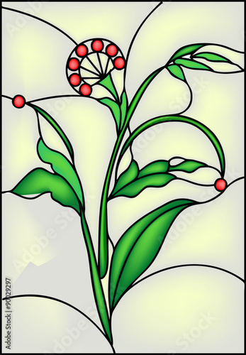 Floral composition or frame, stained glass window