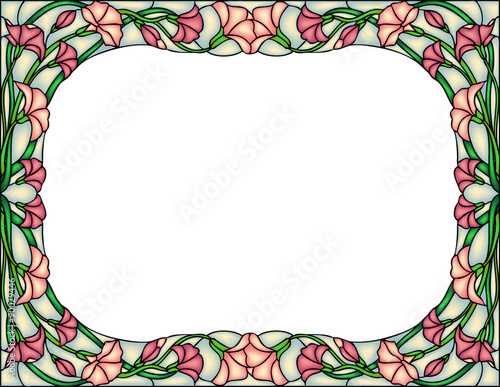 Floral composition or frame, stained glass window