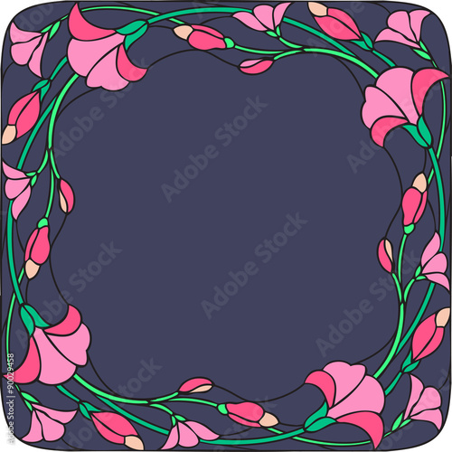 Floral composition or frame, stained glass window