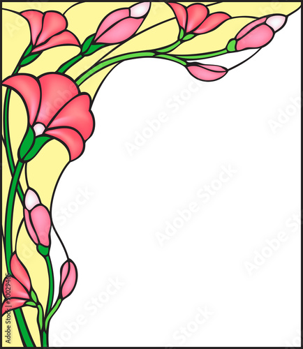Floral composition or frame, stained glass window