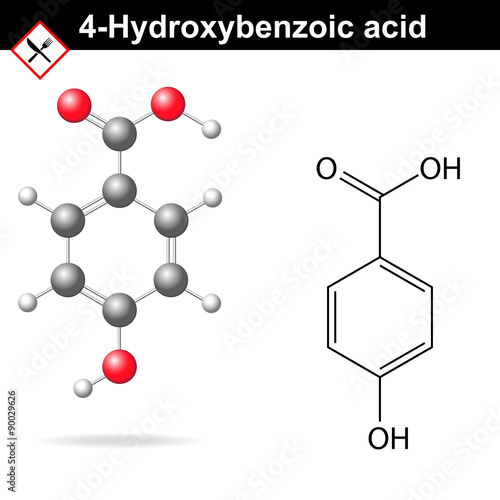 4-Hydroxybenzoic acid model and structure