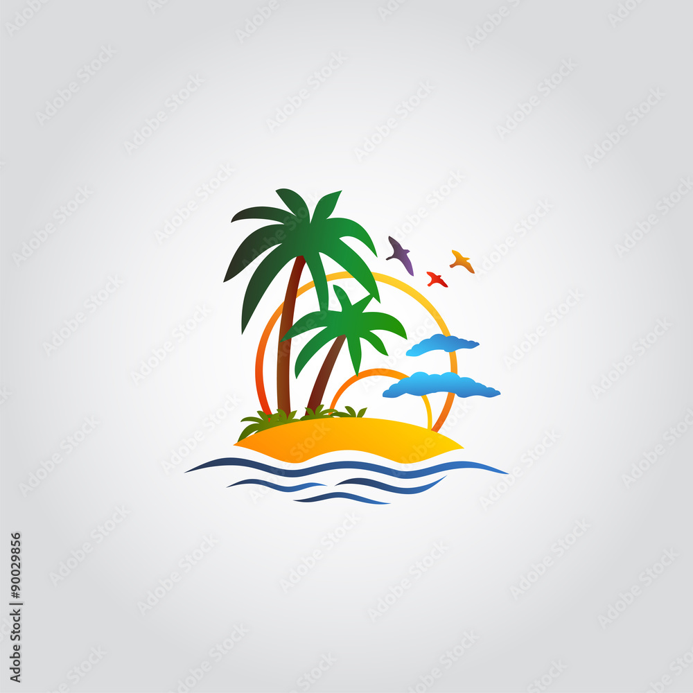 Fototapeta premium Tropical island / holiday icon, design element, vector illustration