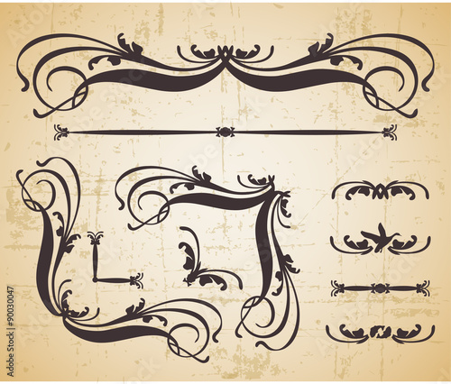 Vector set: hunting and fishing design elements and page decoration