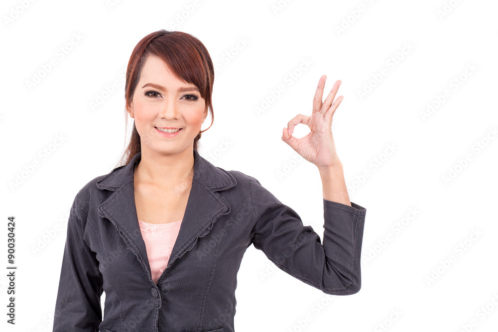 Portrait of a young attractive confident business woman, success, yes, ok, bingo Portrait of a young attractive confident business woman, success, yes, ok, bingo