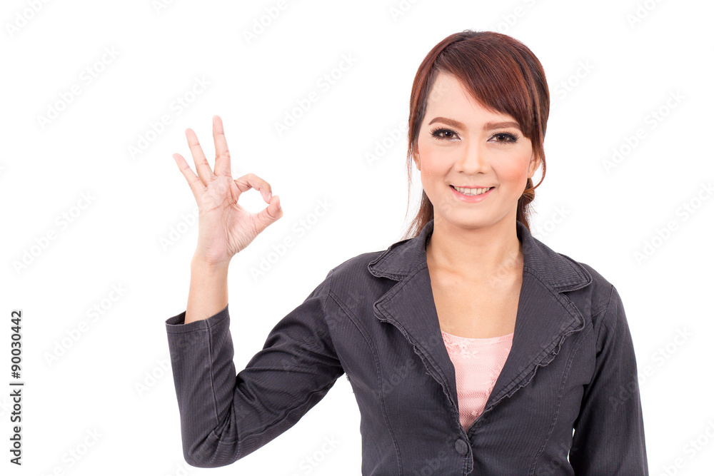 Portrait of a young attractive confident business woman, success, yes, ok, bingo Portrait of a young attractive confident business woman, success, yes, ok, bingo