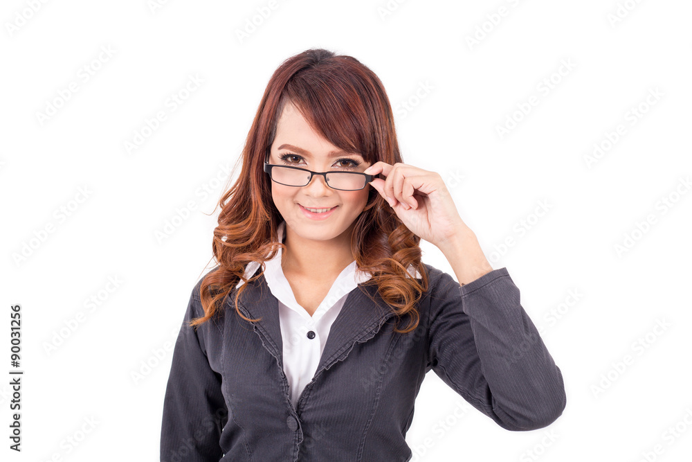Smiling young business woman wearing glasses Smiling young business woman wearing glasses