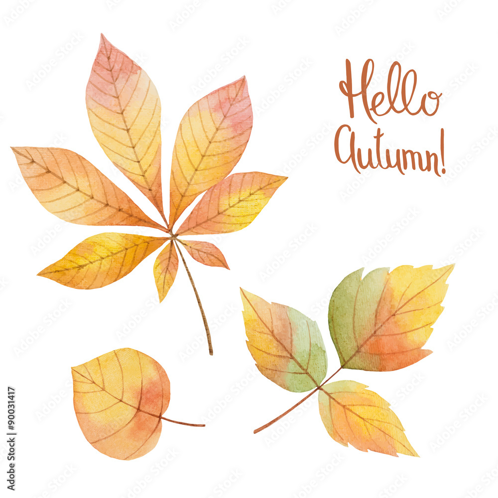 Obraz premium Watercolor autumn leaves