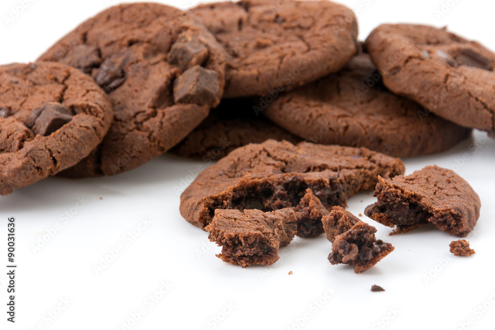 Fototapeta premium soft dark chocolate brownie cookies on white