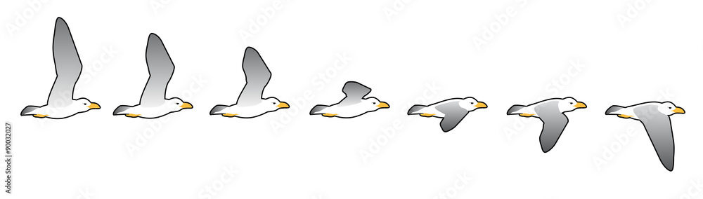 Obraz premium Seagull, illustration for animation, frames, vector
