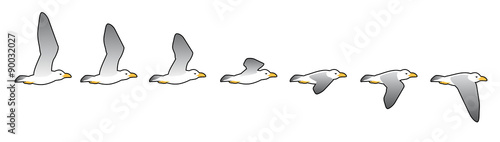 Seagull, illustration for animation, frames, vector