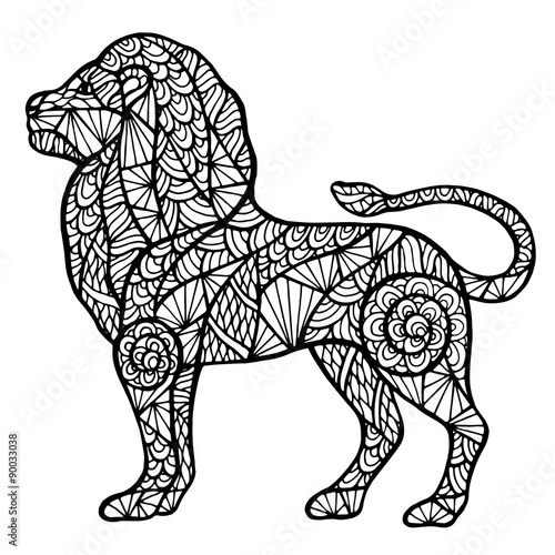 Stylized lion zentangle