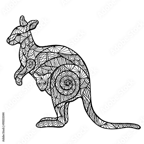 Stylized kangaroo zentangle