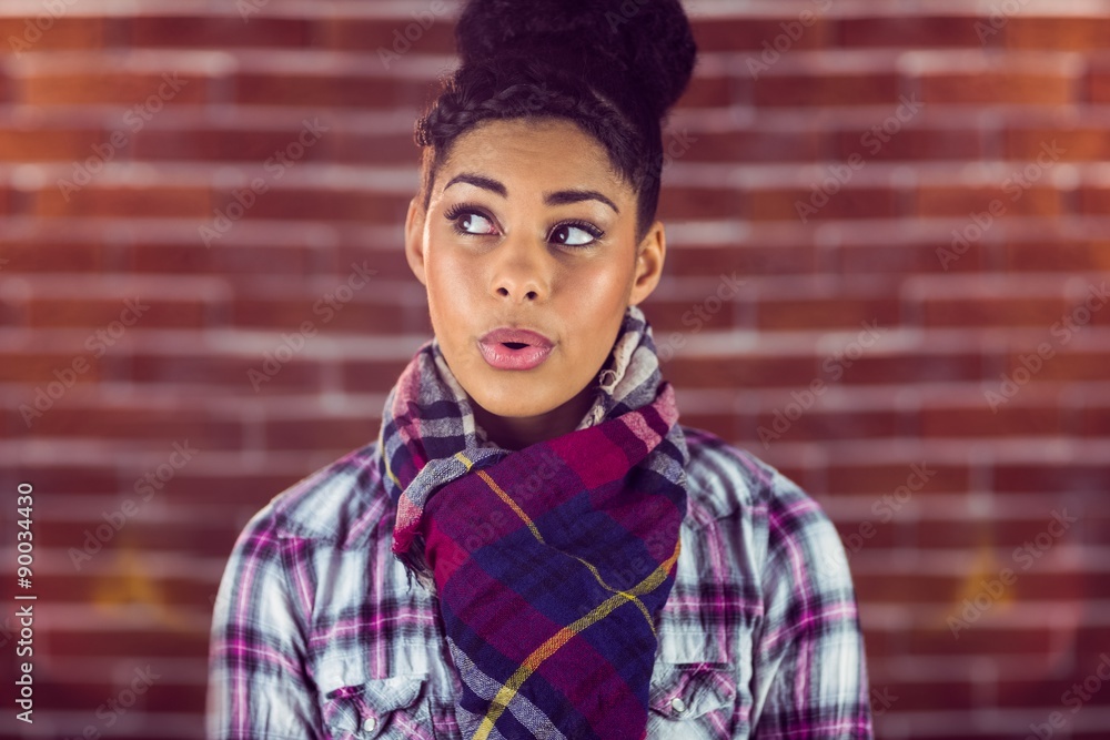 A beautiful happy hipster whistling A beautiful happy hipster whistling