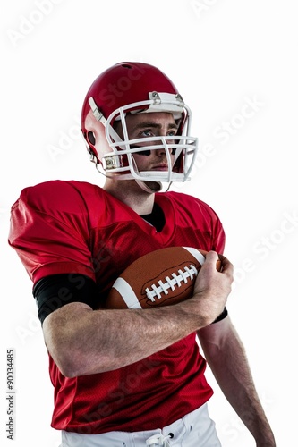 American football player being ready for playing
