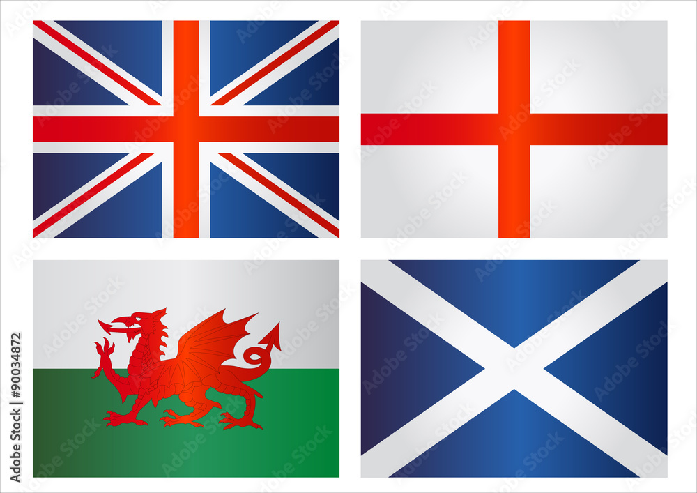 United Kingdom flags: England, Wales, Scotland Stock Vector | Adobe Stock