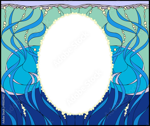 Under sea, sew weed, vector, stained glass window