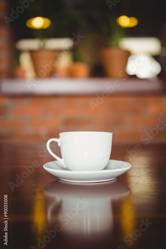 Cup and saucer on the counter