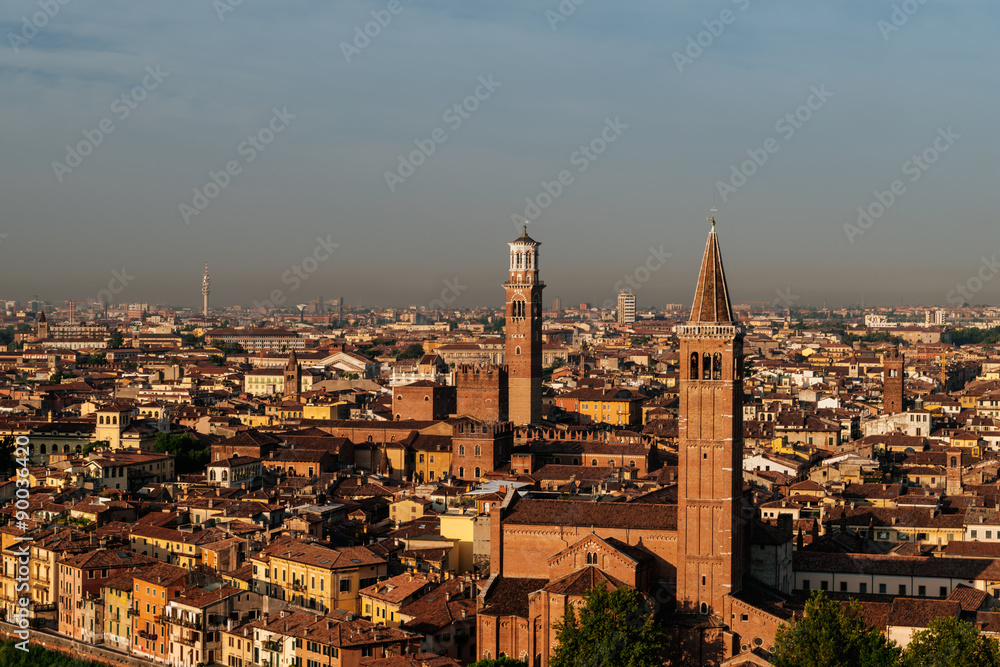 Panoramic view of historical center of  Verona, Italy