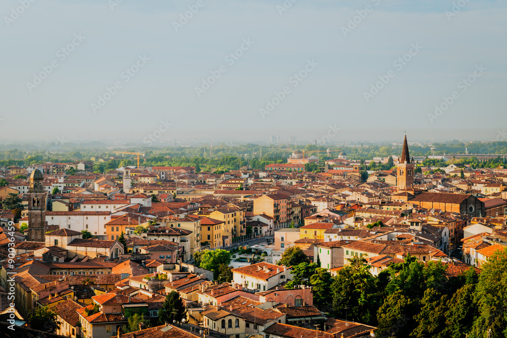 Panoramic view of Verona,  old and new town, Italy