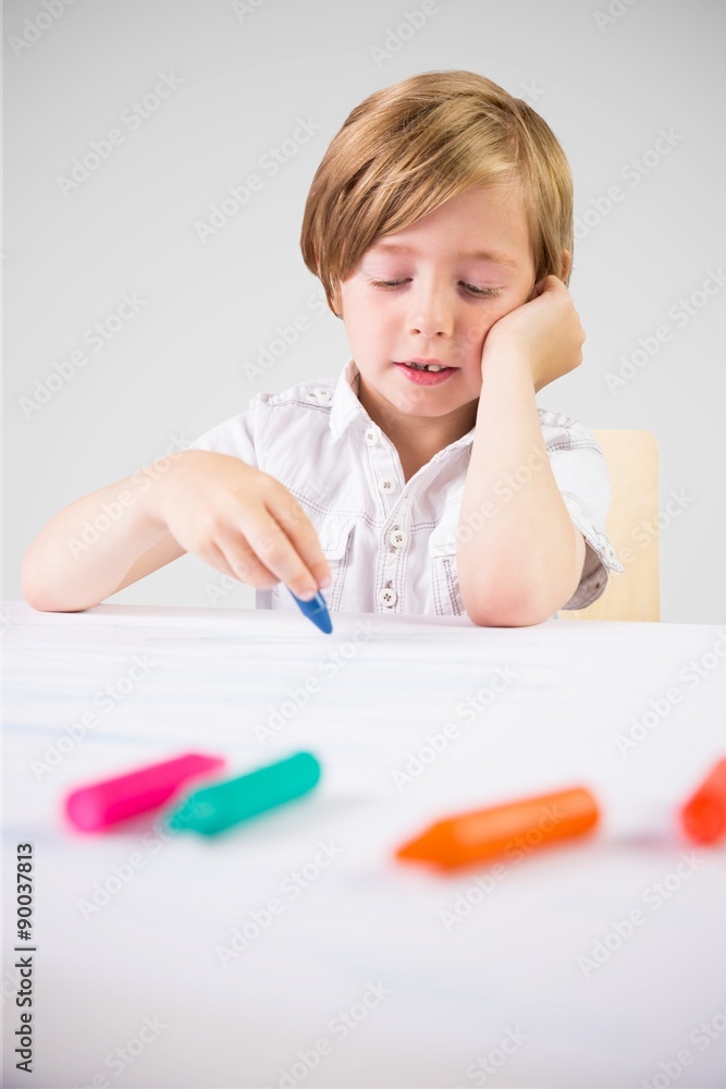 Composite image of cute boy colouring Composite image of cute boy colouring
