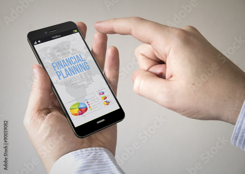  touchscreen smartphone with financial planning on the screen