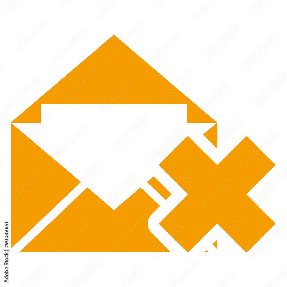 Icono sobre con simbolo error naranja Icono sobre con simbolo error naranja