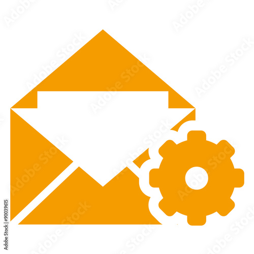 Icono sobre con simbolo configuracion naranja