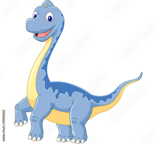 Cartoon dinosaur brachiosaurus on white background 