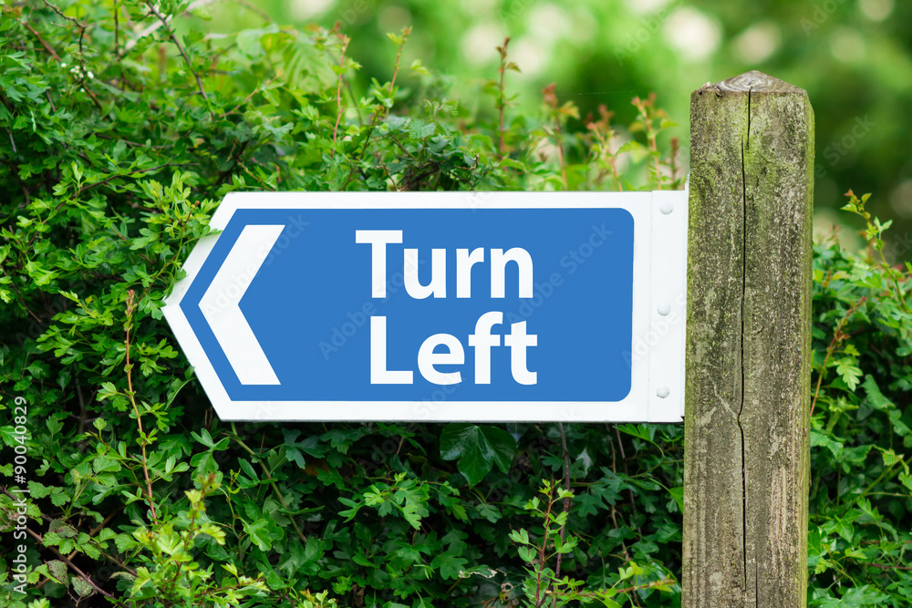 Direction Arrow, Sign To Turn Left in Blue Color