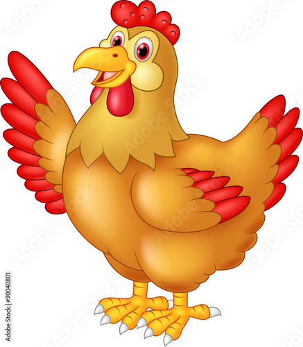 Chicken hen waving hand

