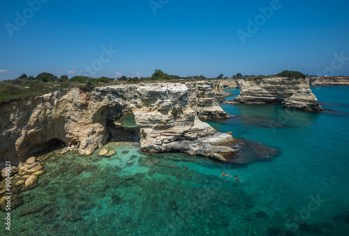 Rocky beach in Puglia, Torre Sant’Andrea, Italy