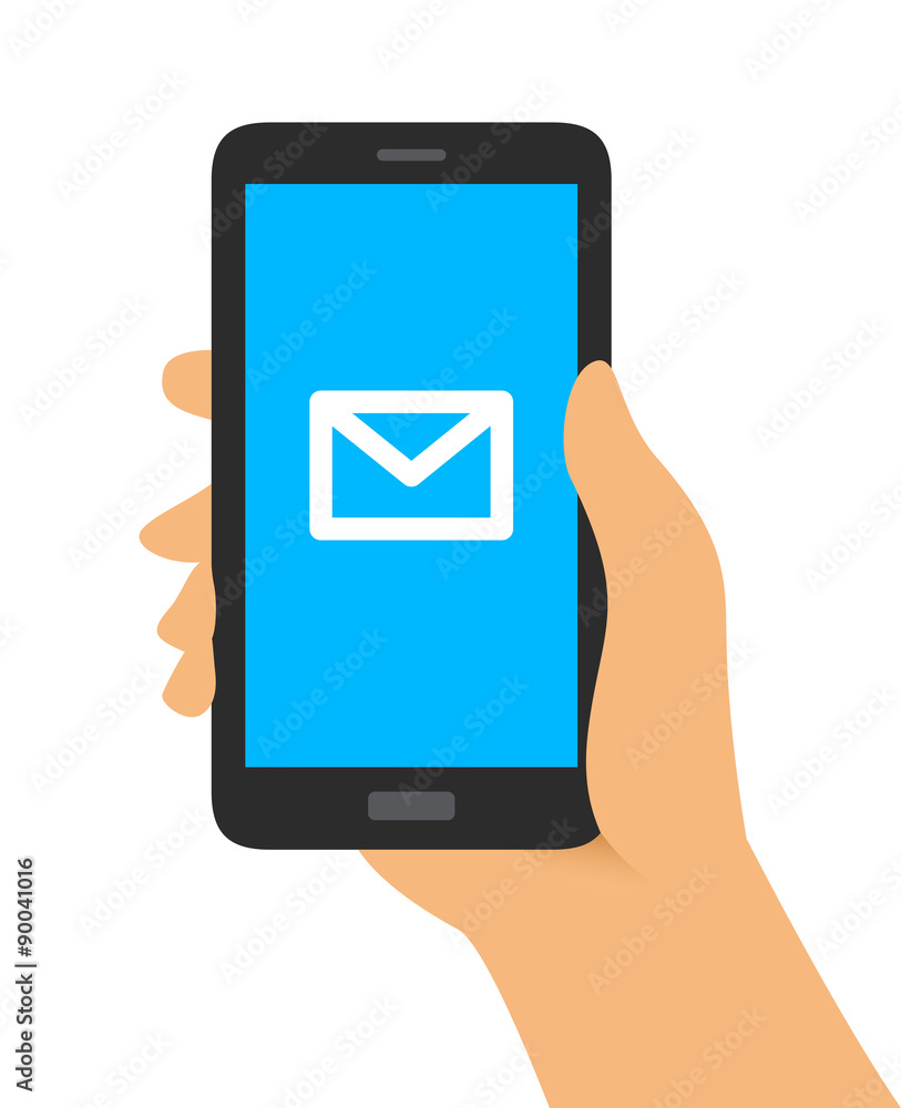 Hand Holding Phone Mail Icon Hand Holding Phone Mail Icon