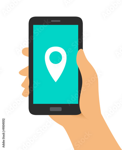 Hand Holding Phone Location Pin Icon