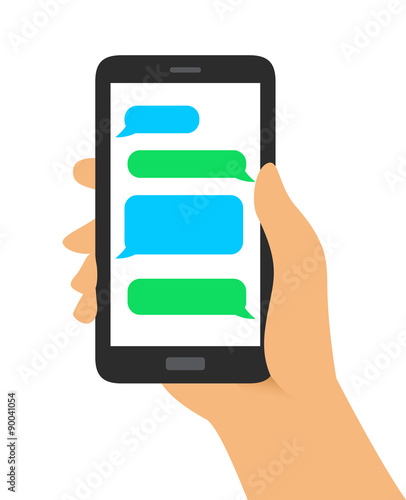 Hand Holding Message Bubbles
