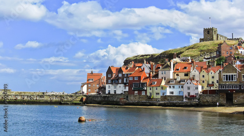 View of Whitby harbour in Whitby, North Yorkshire, England
