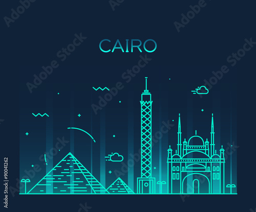Cairo skyline trendy vector illustration linear #90041262