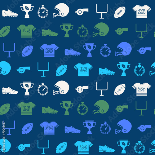 Seamless background with American football icons for your design
