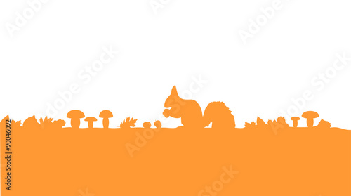 Silhouette eines Waldbodens mit Eichhörnchen